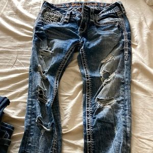 Rock revival size 27 cropped Jenna distress jeans